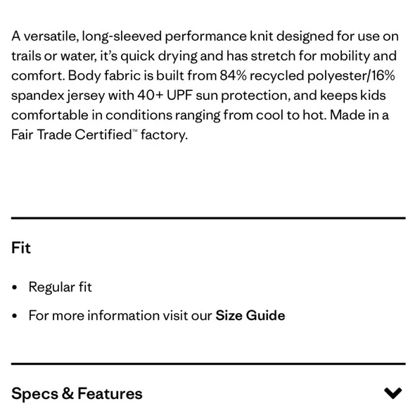 NWT Patagonia Capilene UPF Cool Silkweight Long Sleeve Shirt, Foxy Fitz - Picture 3 of 10